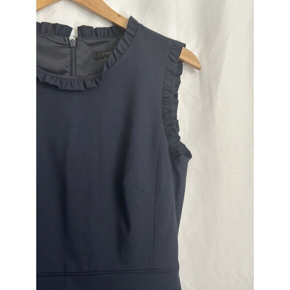 J. Crew Navy Wool Blend Dress Ruffle Trim Sz 4 - Picture 6 of 10